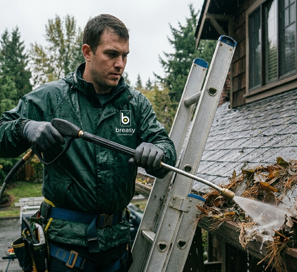 Seattle property gutter cleaning — home maintenance service in Washington during rainy season