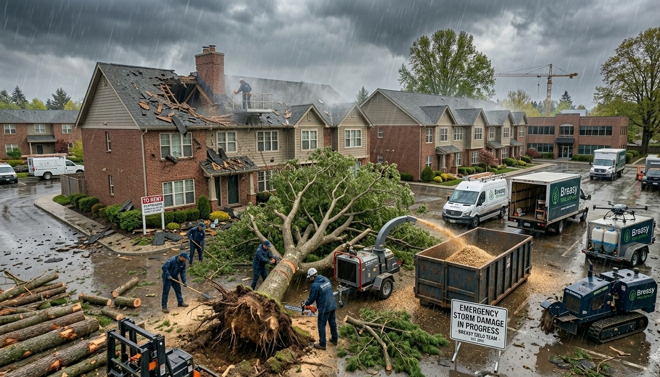 Storm damage cleanup and tree service in Washington — Breasy field team at Seattle rental property