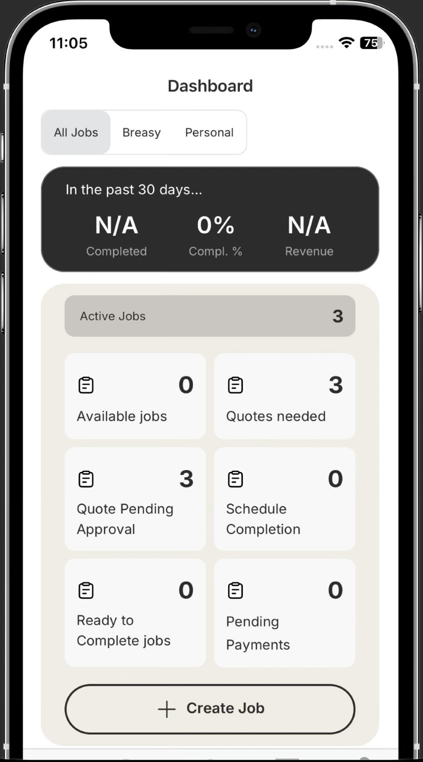 Breasy app - Manage assigned jobs