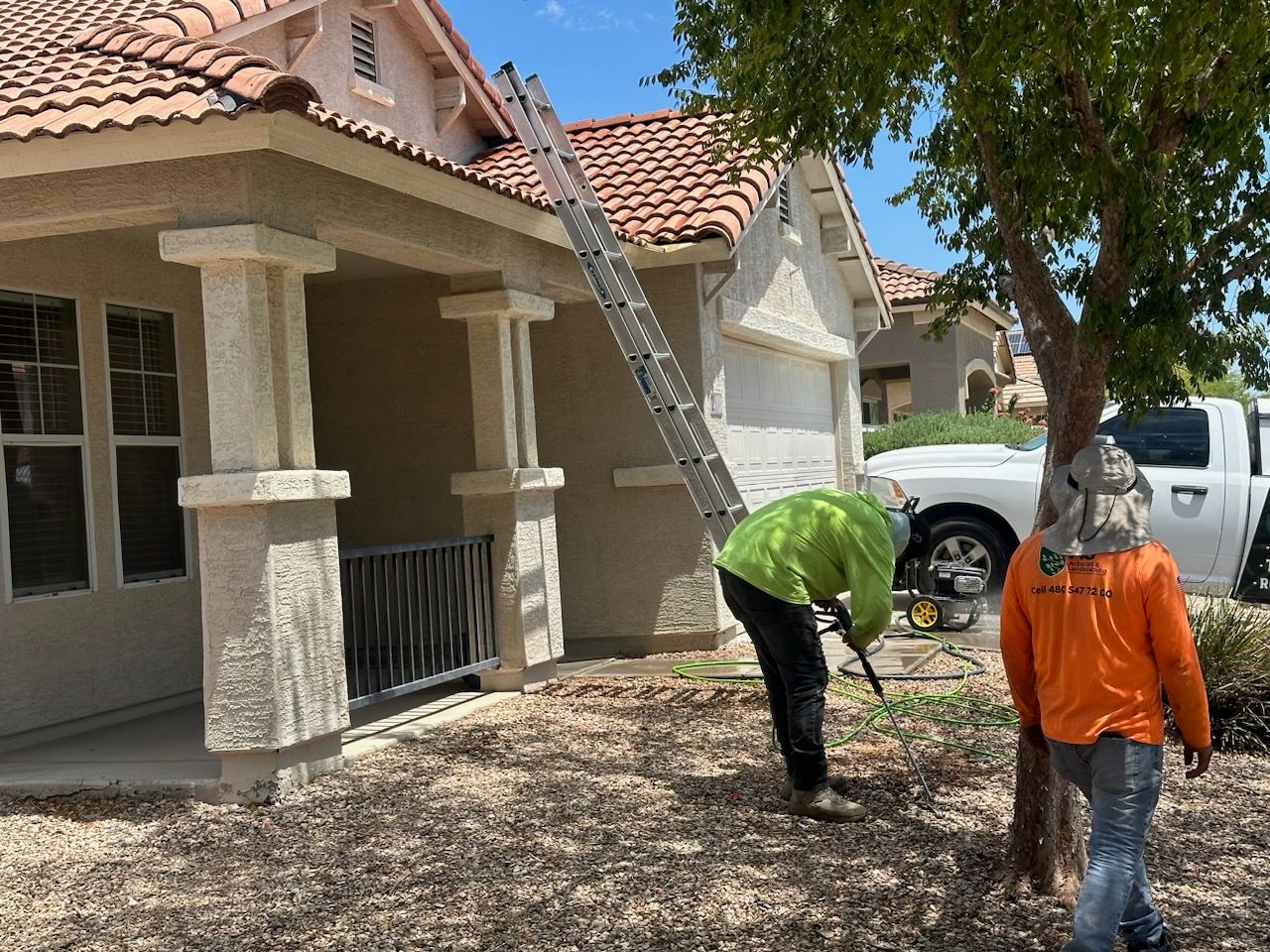 Driveway and walkway pressure washing at a San Tan Valley, AZ property