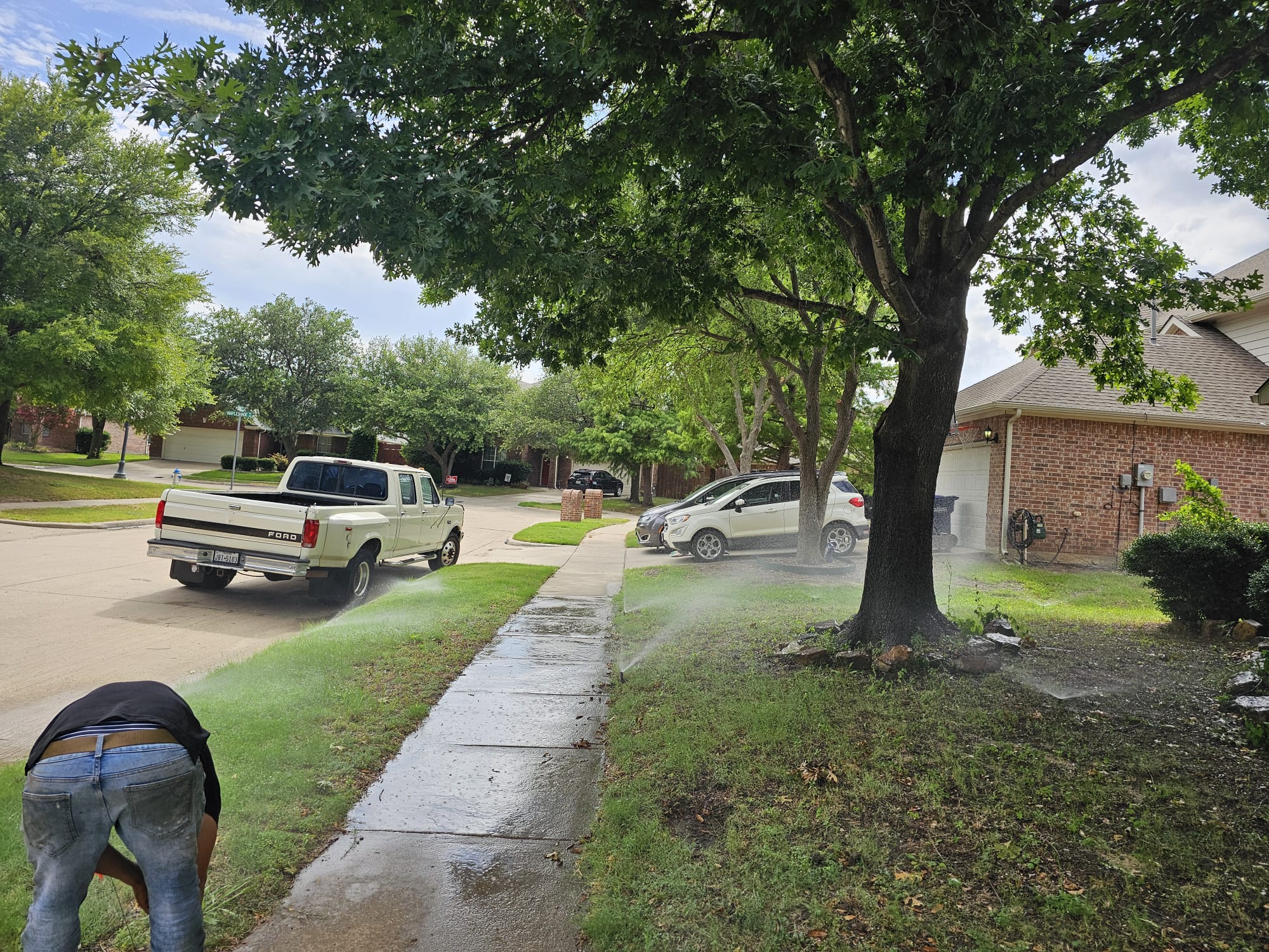 Testing an irrigation zone before sod installation in Dallas, TX