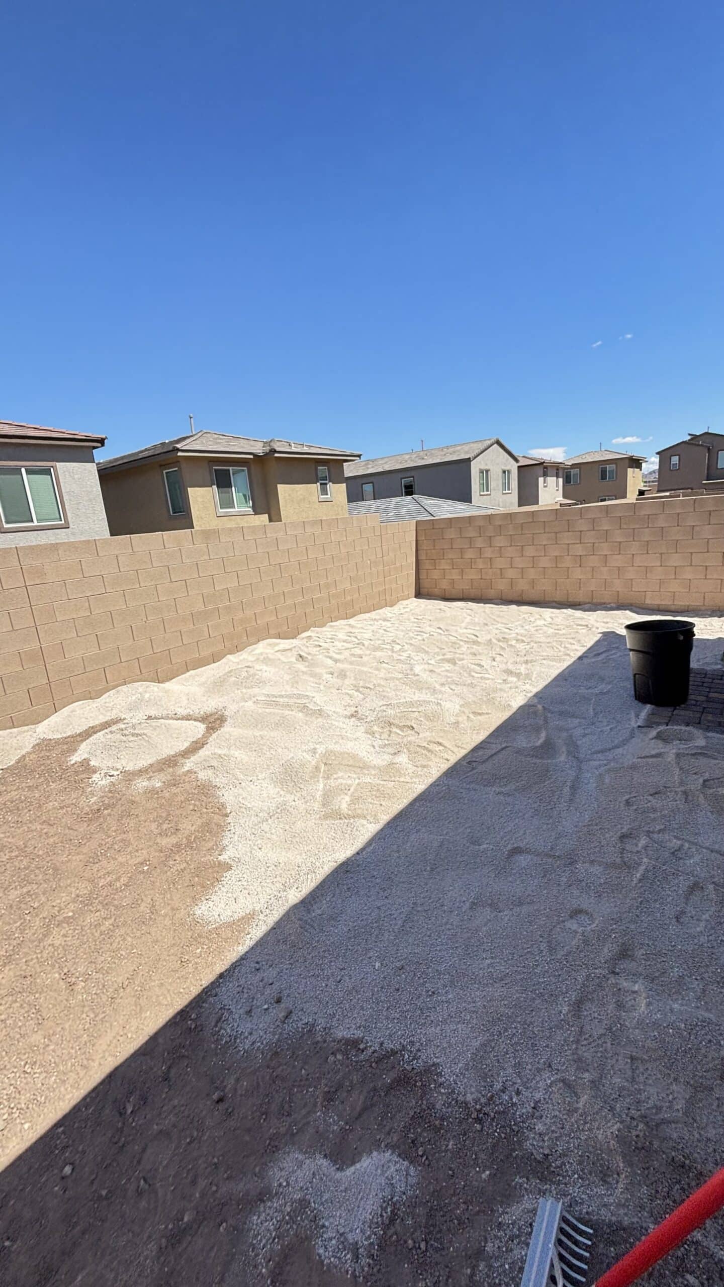 Backyard job site prepped for paver installation near you
