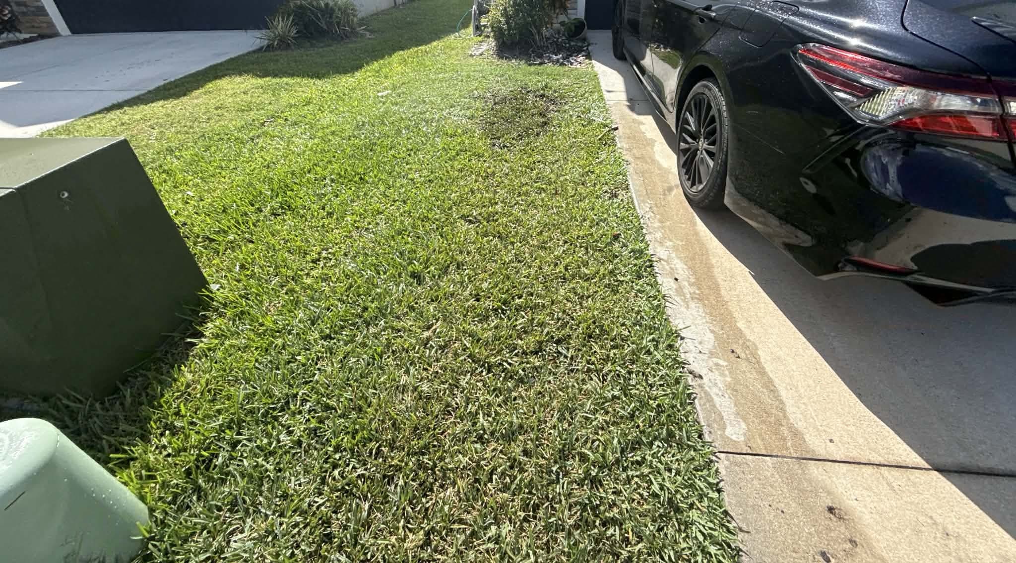 Shallow caliche and limestone shelf in a San Antonio, TX yard before sod installation