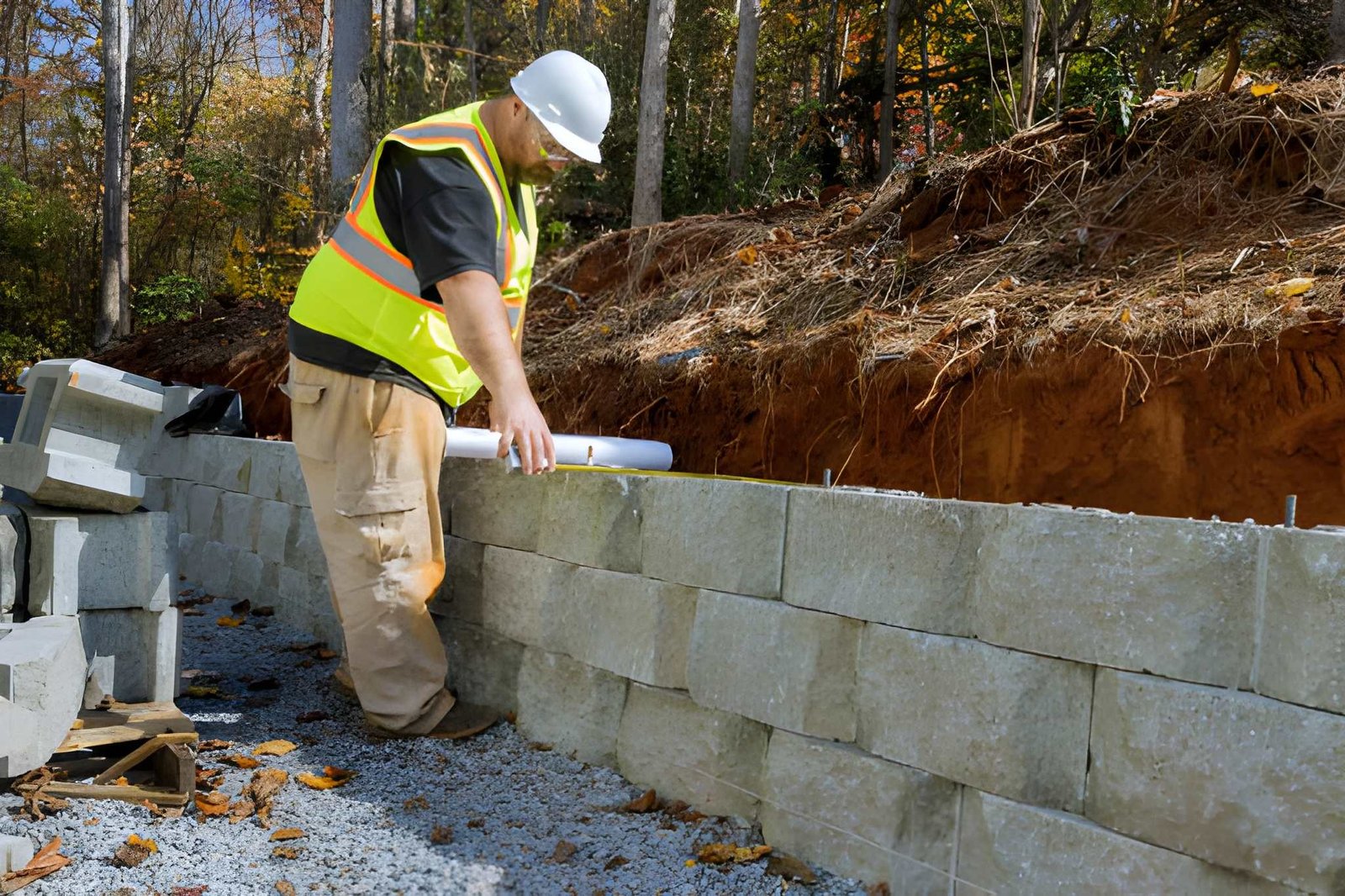 Placeholder: replace with a completed retaining wall installation job photo